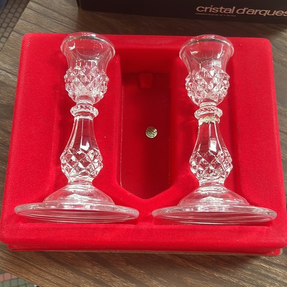 Cristal d’arques candle sticks new open box - Picture 2 of 4